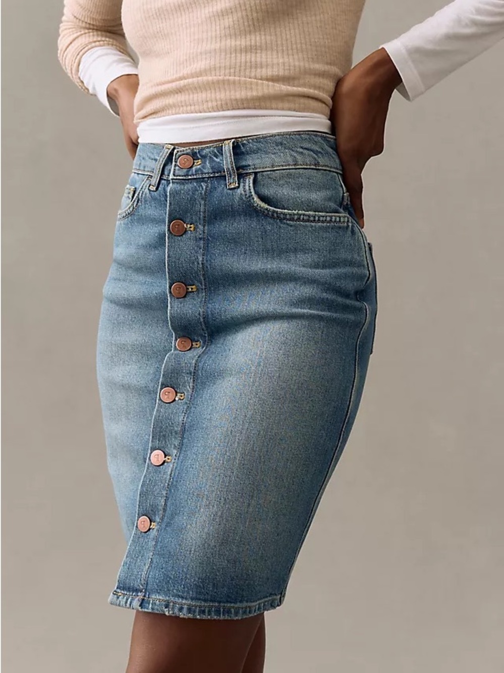 Anthropologie Pilcro Slim Denim Pencil Skirt in Blue Size 8